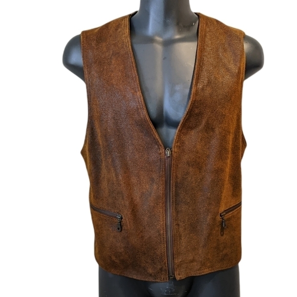 VINTAGE rusty brown suede waistcoat vest small - Picture 1 of 9